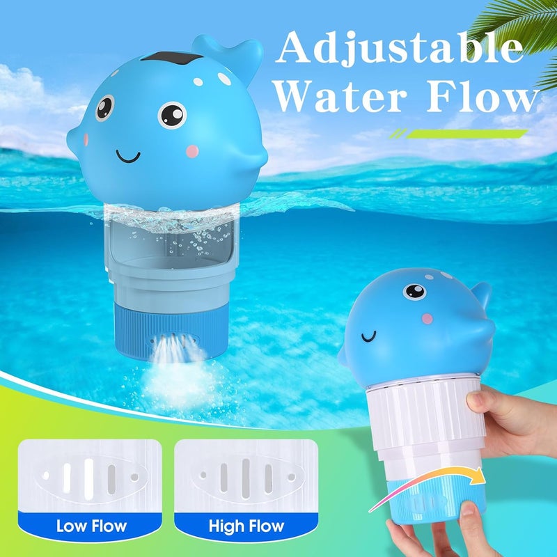 Blufree Pool Chlorine Floater, Solar Chlorine Tablet Floater w/Adjustable Release, Glow in The Dark Large Capacity Whale Floating Chlorines Dispenser for Pool Hot Tub Spa Fits 3 Inch Tabs - Image 3